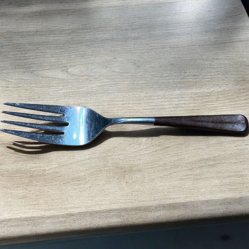 Ekco Eterna Fork Serve Canoe Vtg Muffin MCM Forged Stainless Flatware Meat Japan